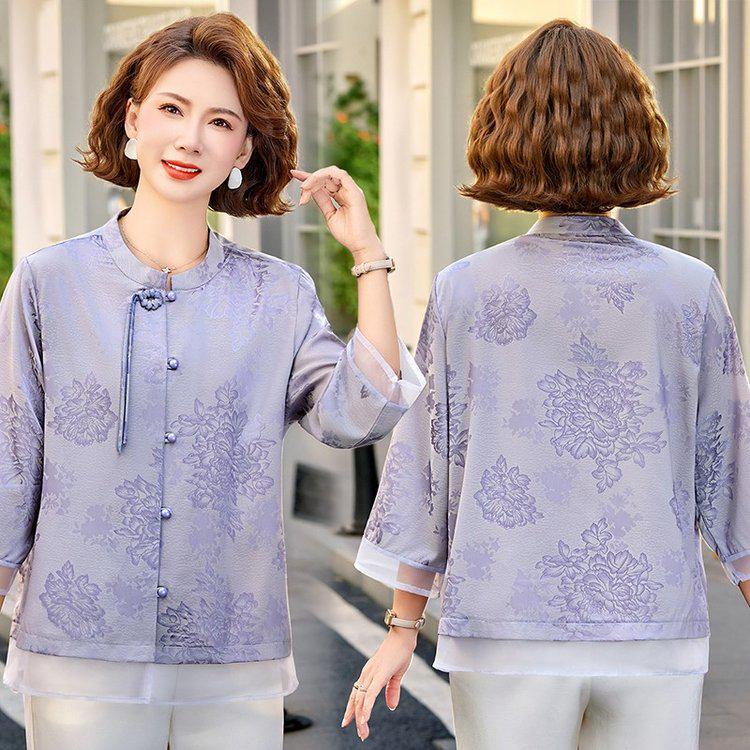 2026 Spring/Summer Trendy Chinese-Style Seven-Sleeve Shirt for Mom