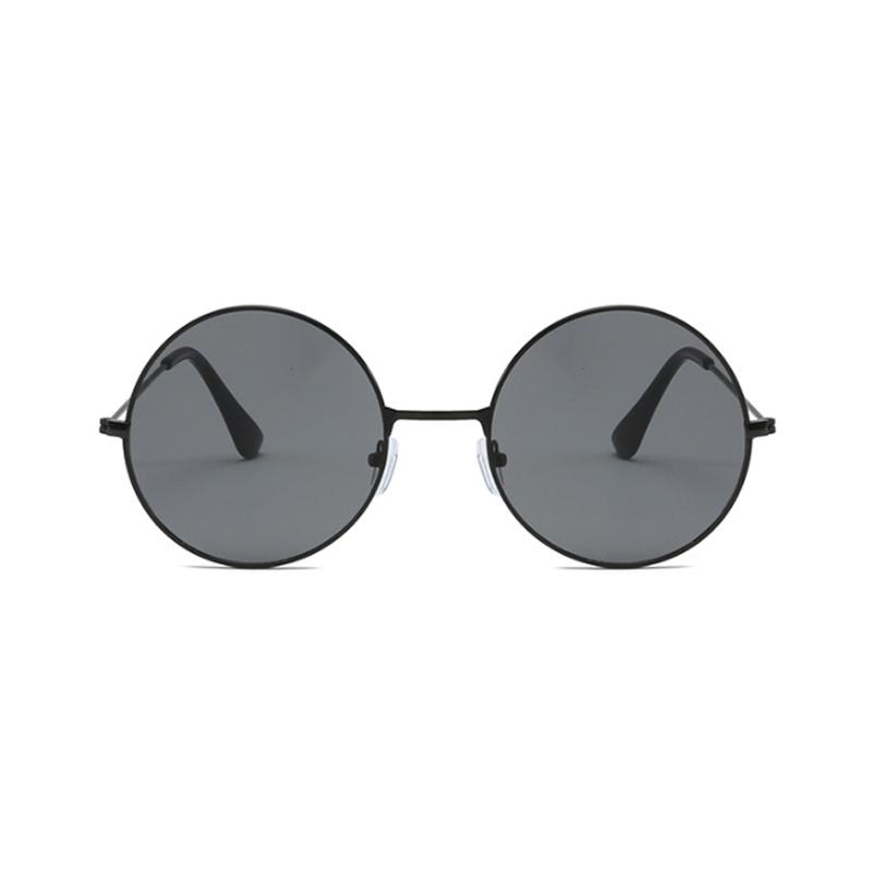 Retro Round Pink Sunglasses Woman Brand Designer Sun Glasses For Male Alloy Mirror Female Oculos De Sol Black