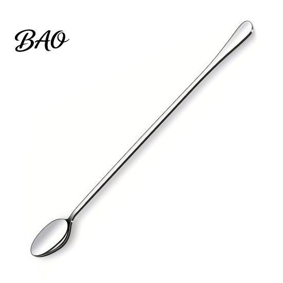 Professional Barware Supplies Stainless Steel Long Handle Mixing Spoon, Polished Metal Stirring Spoons for Jam Tall Glass Bar Spoon Cocktails