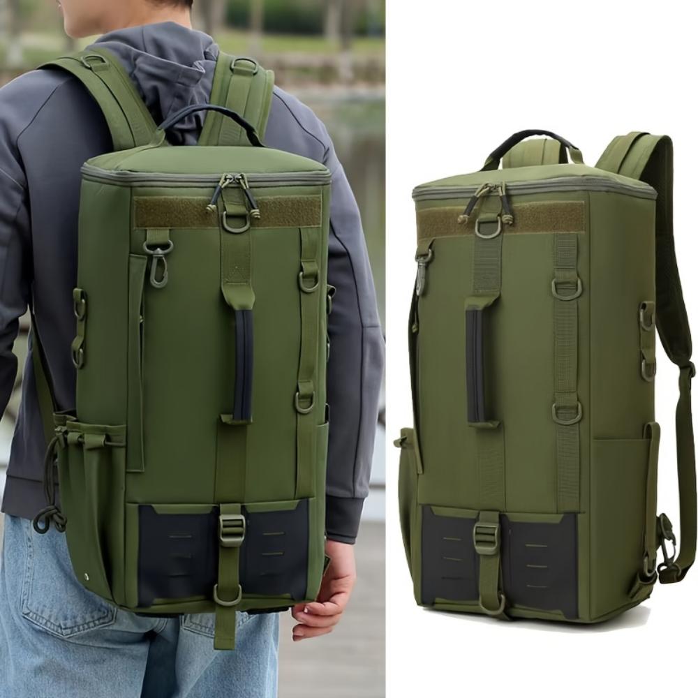 Rucsac pentru Echipament de Pescuit de Mare Capacitate Cutie de Depozitare cu Compartimente Multiple cu Suport pentru Lansete, Potrivit pentru Drumeții și Camping, Geantă pentru Echipament de Pescuit, Rucsac Sport