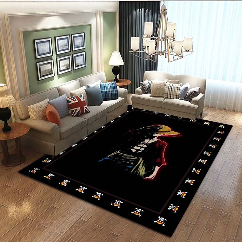 3D printed ONE PIECE cartoon cute rug, suitable for living room, bedroom, table, kitchen doorway, children's non-slip floor mat,