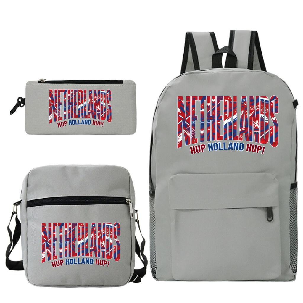 Vintage "Netherlands Hup Holland Hup" 3 In 1 Backpack Shoulder Bag Pencil Case Women Men Student Fashion Football Lover Bagpack