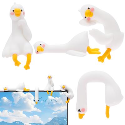 4 Stück Harz-Gänsefigur Computer-Monitor-Dekoration Niedliche Mini-Gänse-Statue für Auto-Armaturenbrett Lustiger Schreibtisch TV-Bilderrahmen-Dekoration