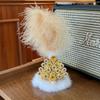 Ethnic Style Beaded Embroidered Sheep Plush Bag Charm Soft Fluffy Key Pendant for Women Purse Backpack Xmas Gift