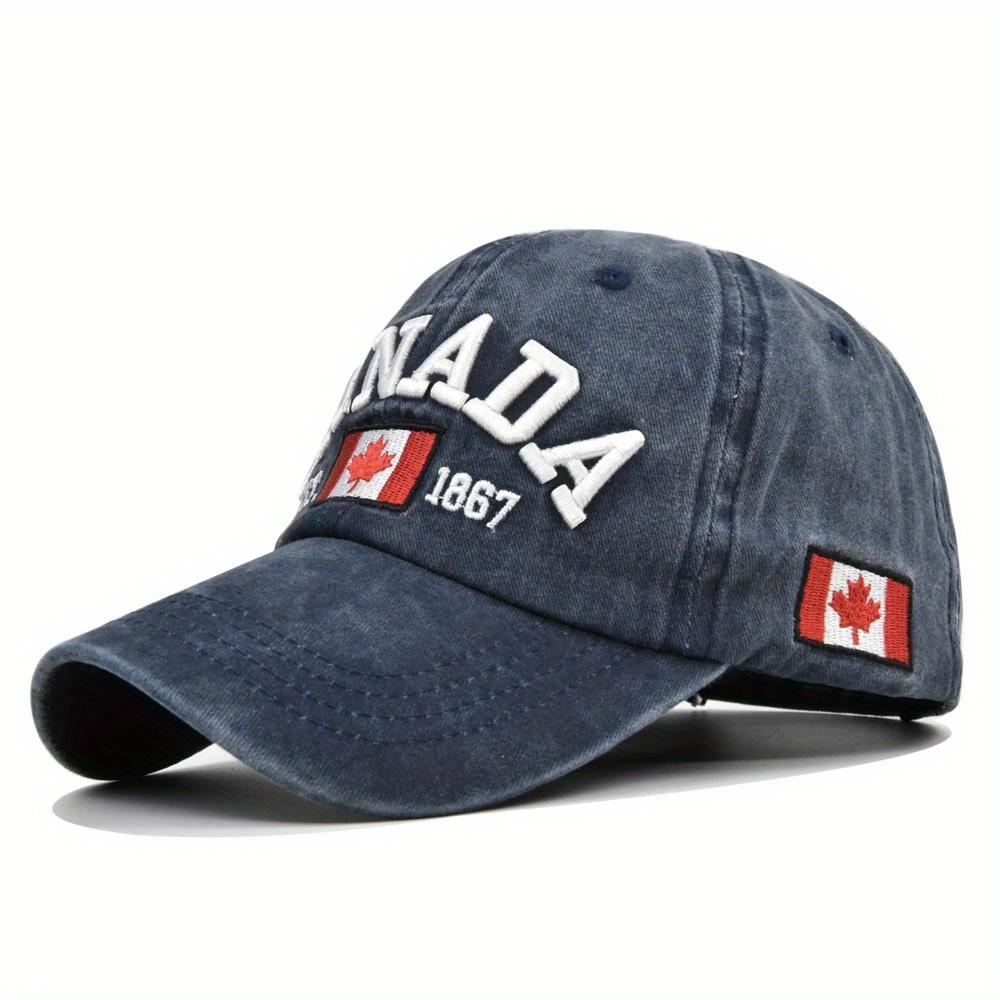 Cross-border vintage washed embroidered letter maple leaf baseball cap, soft-top sunshade adjustable baseball cap