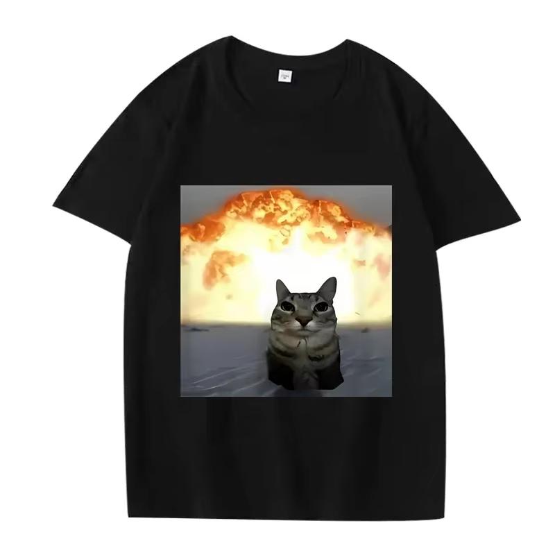 Funny Cat Meme Printed Tshirt Women Men Fashion Summer Oversized Short Sleeved Casual Harajuku Tshirts Tops Casual Clothing