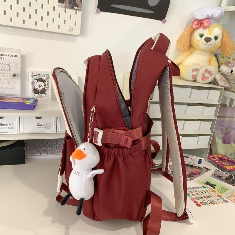 Student Grade 3-6 Schoolbag Women's Large Capacity Cartoon Backpack Campus Color Block Backpack