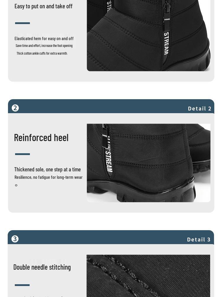 Botas de Neve de Inverno Masculinas Tamanho Plus: Forrado com lã polar, Quente, Zíper duplo, Sola PU de cano alto