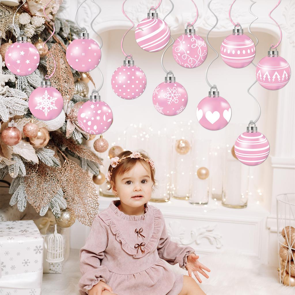 Nový styl, Vánoční téma, Růžová, Papír, Vánoční koule, Spirálový přívěsek, Dekorace pro párty scénu, Dekorativní potřeby