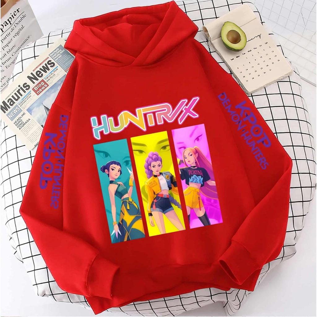 KPop Demon Girls Fashion Casual Sweatshirt Movie New Kids K-Pop Demon Hunters Hooded Tops Toddler Girl Clothes Hunters Hoodie