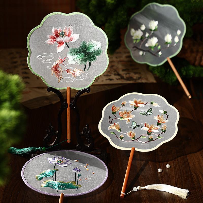 Ancient Style Chinese Embroidery Fan: Classical Hanfu Fairy Dance Accessory