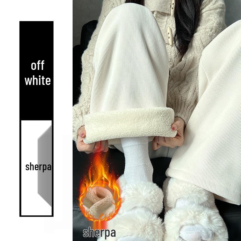 

High-Waisted Lambswool Wide-Leg Maternity Pants - Warm Corduroy and Cotton Blend for Autumn/Winter L
