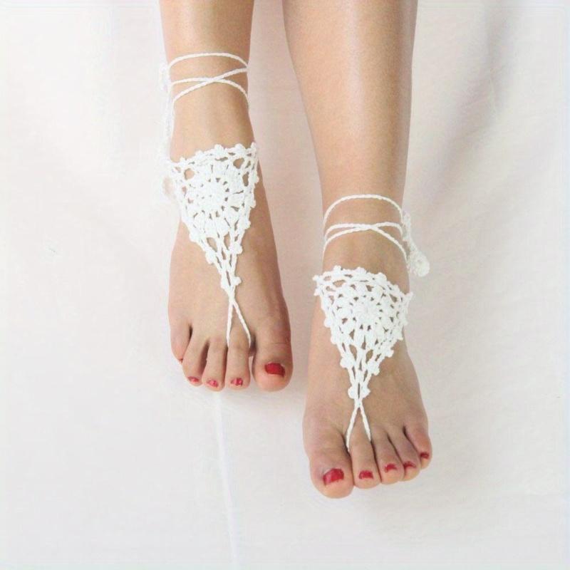 Crochet Barefoot Sandals Anklet Barefoot Sandles Foot jewelry, Steampunk Victorian Lace