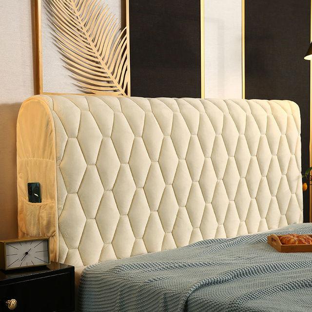 Luxury Thicken Velvet Quilted Headboard Cover Solid Color High Grade All -Inclusive Bedside Cover Soft Plush Bed Head Cover
