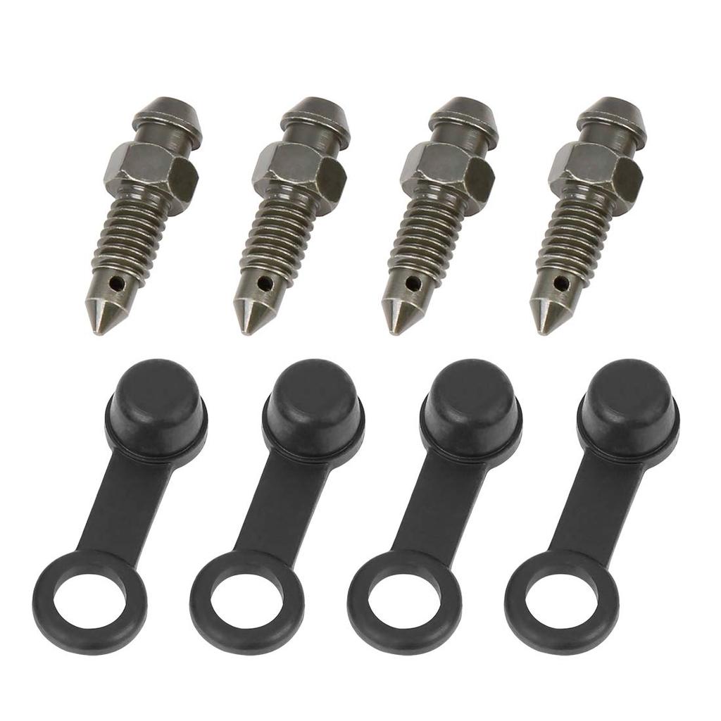 F FIERCE CYCLE Bleeder Screws, Banjo Shop Repair Screws with Caps for Motorcycle Brake Cylinders 1mm 4pcs M6