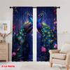 2 Stück, 2D-Flachdruckmuster Vorhänge Pfau Traumlandschaft Vielseitig Langlebig Polyester (ohne Stange) Heimdeko für Wohnzimmer