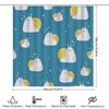 Adorable Cartoon Snail Shower Curtain For Bathroom Decor Blue Background With White Hearts Pattern Waterproof Fabric Easy Instal