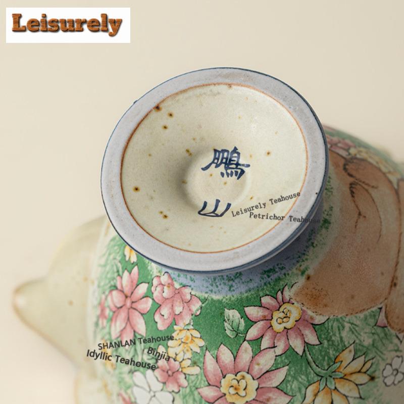 125ml Karamellglasur Blumensammeln Hochhenkel Handliche Teekanne Vintage Teeaufgusskanne Teezubereitungskessel mit Sieb Teeartikel