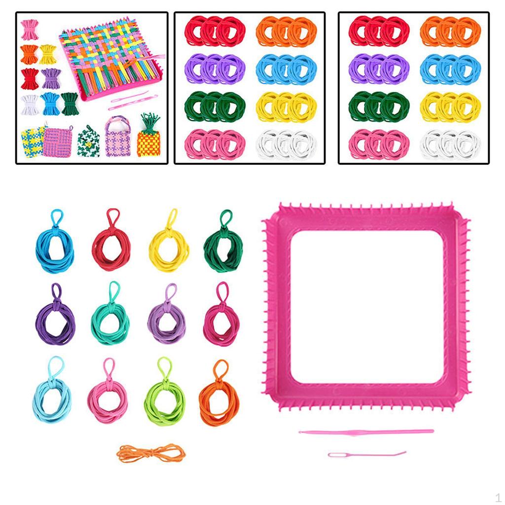 Knitting Loom Kit Pot Holder Crochet Hook Toy with Elastic Rope for Hat Scarf