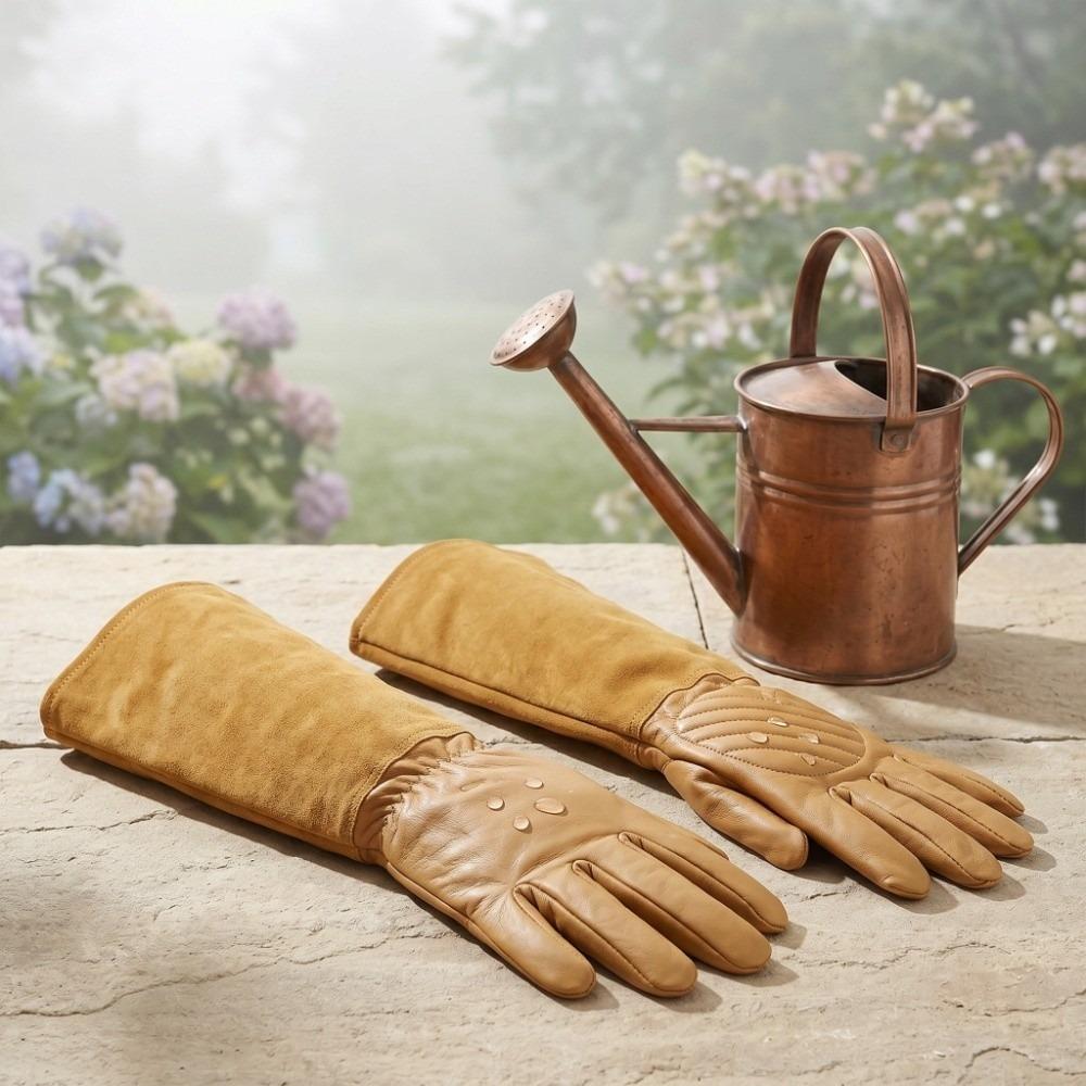 

1 Pair Wearproof Rose Pruning Gloves Puncture Proof Leather Work Gloves Yard Work Brown-S