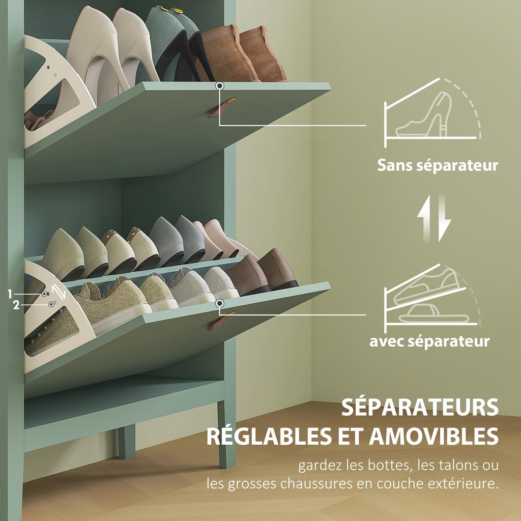 Modern Two-Drawer Shoe Cabinet - Green
