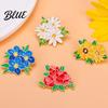 Sweater Brooch Pin Vibrant Color Peony Flower Leaves Shape Sophisticated