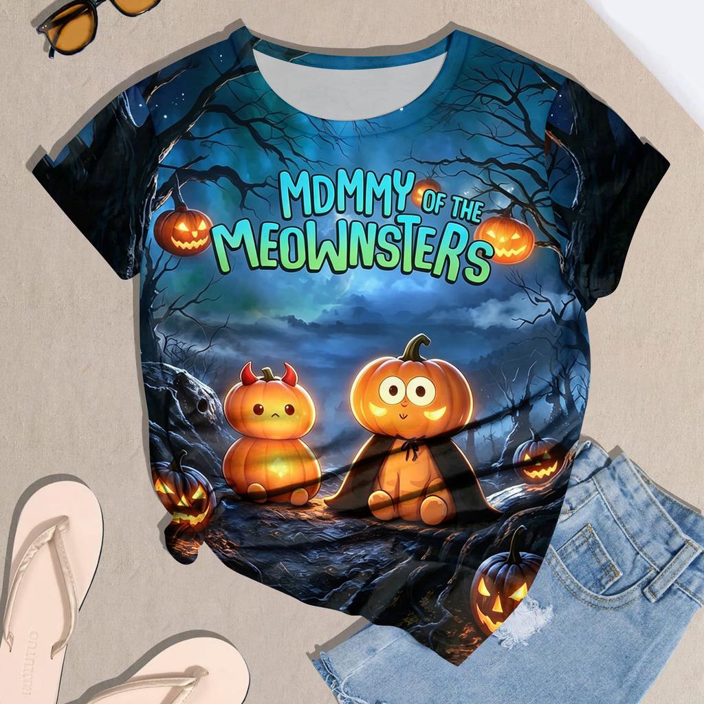Women's Casual Halloween Printed Short Sleeve T-Shirt Top