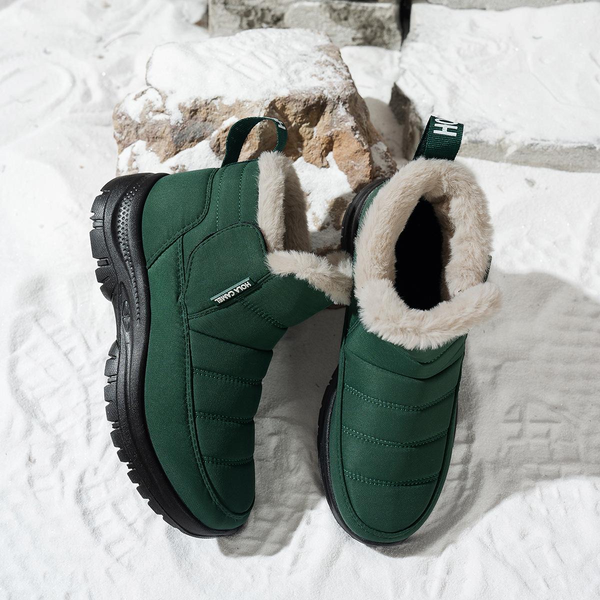 

Женские зимние ботинки, утепленные флисом, теплые, водонепроницаемые, для улицы, зимние ботинки водонепроницаемые и противоскользящие при ношении в качестве уличной обуви 42 зелёный