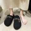 Niche Mao Mao Slippers Women's Wear 2025 New Autumn and Winter Internet Celebrity Versatile Lamb Wool Thick-bottomed Cotton Slippers