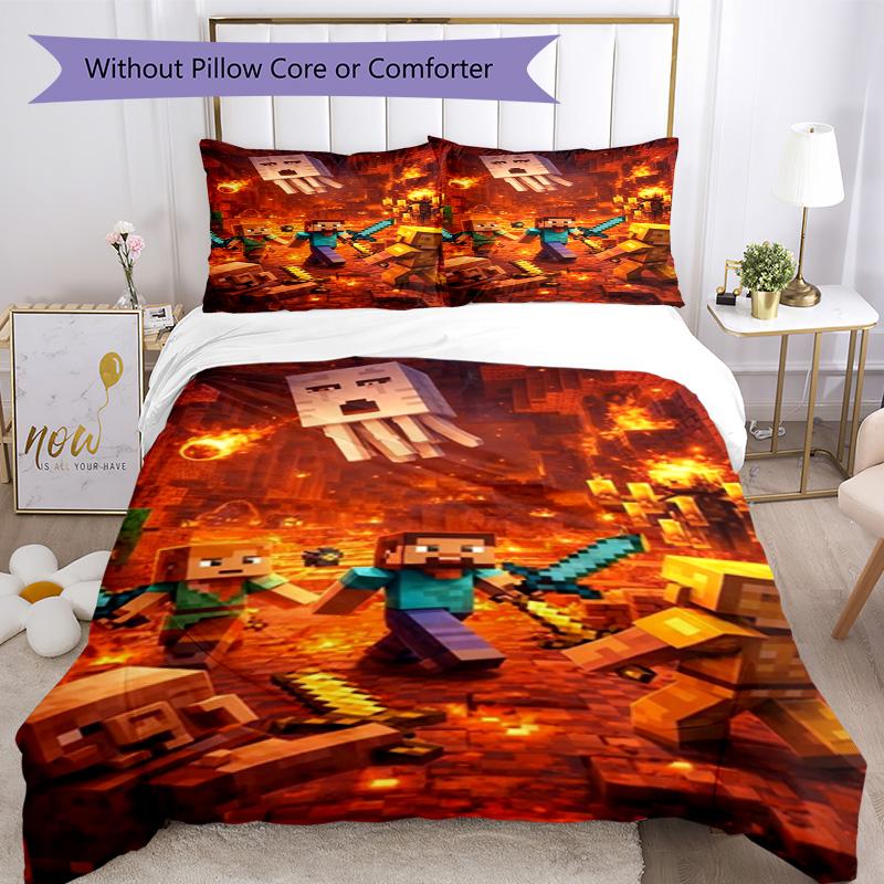 Minecraft Duvet Cover Set Perfect for Dormitory Lightweight Perfect Gift for Friends & Family