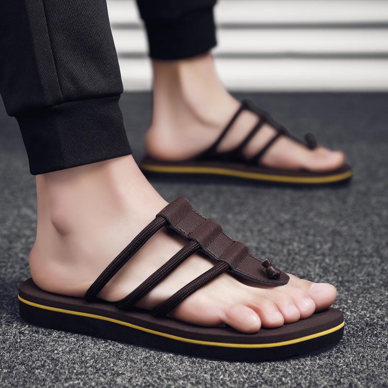 2025 Summer New Flip-flops Men's Live Broadcast 2025 Outdoor Wear Beach Sandals Soft-soled Non-slip Pinch Sandals