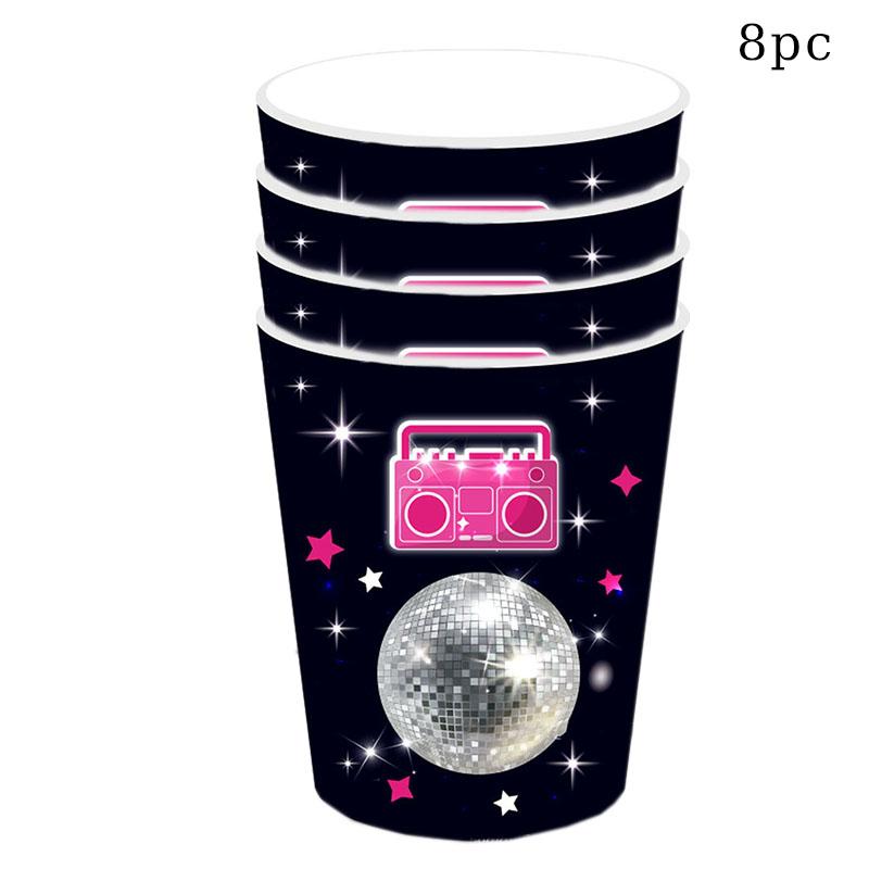 Disco Party Disposable Tableware Pink Cowgirl Hat Disco Silver Ball Plates Cups Napkins Adults Girls Happy Disco Party Supplies