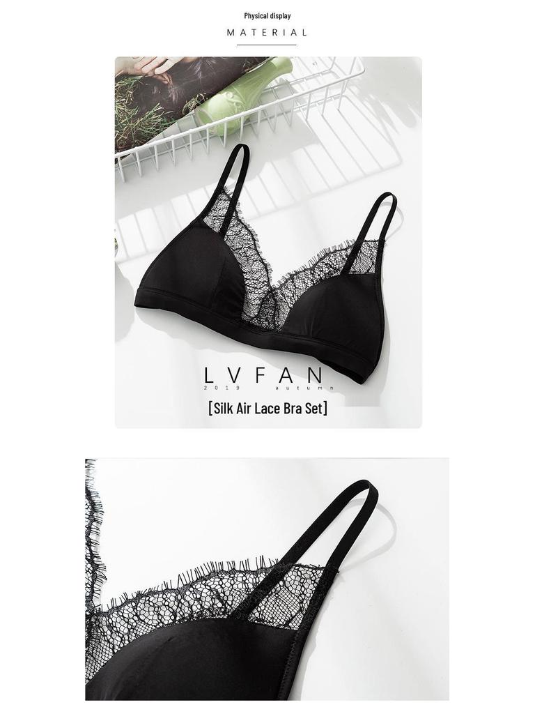 Tangge Women's French Silk Triangle Bra Set for Small Chests