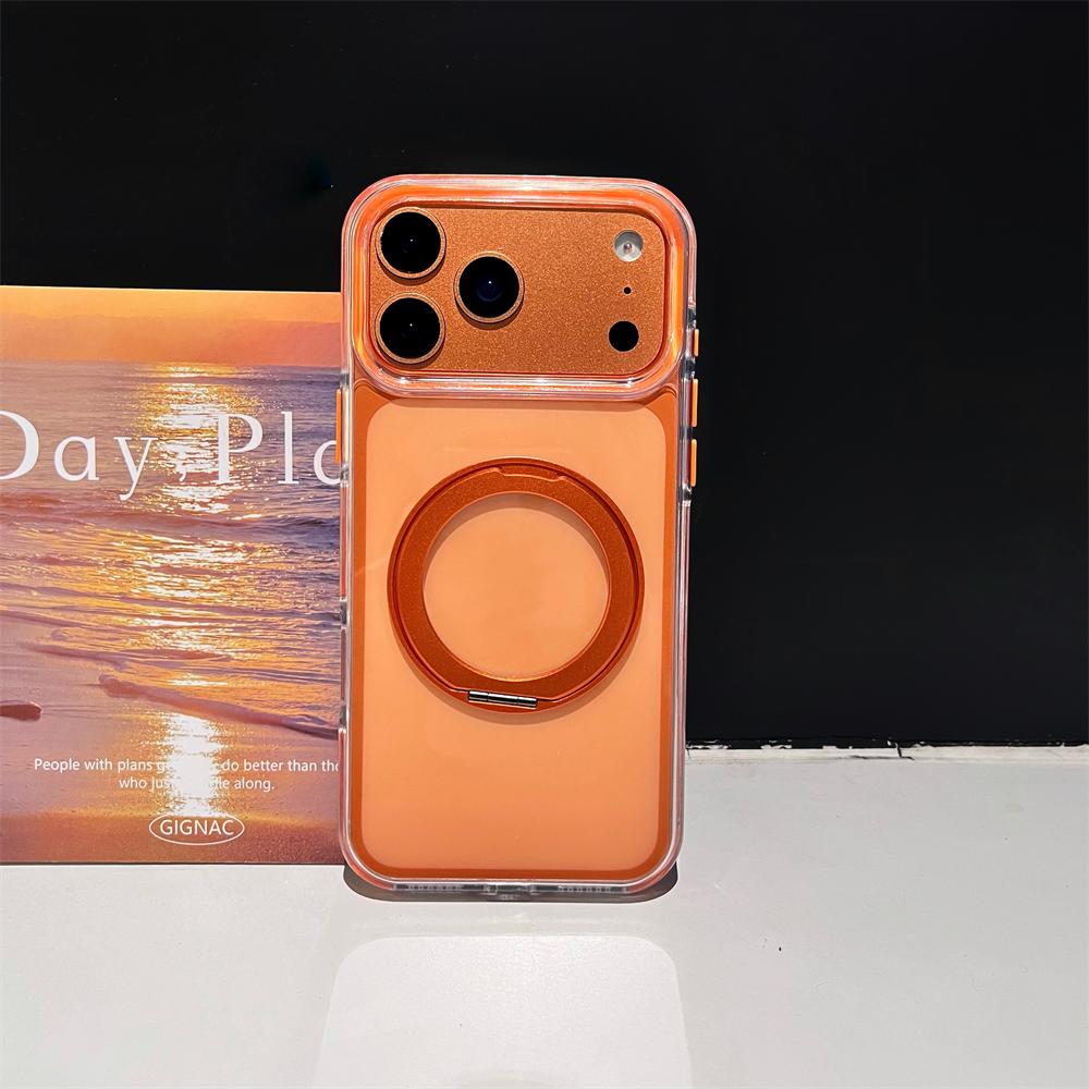 

Transparent Ultra Thin PC For Magsafe Case For iPhone 17 16 15 14 13 Pro Max Clear Candy Color Shockproof Rotating Bracket Cover iPhone17 Pro