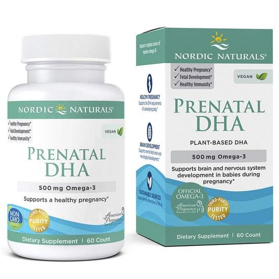 

Nordic Naturals Prenatal DHA 500 мг Омега-3 без глютену, веганські м які капсули, 60 таблеток, корейська здорова їжа