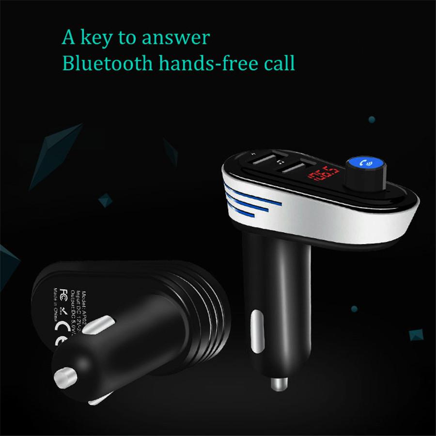 

Black Dual USB 5V 3.1A Car Charger BT Handsfree FM Music MP3 Player