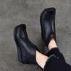 Johnature Versatile Genuine Leather Women's Wedges Shoes Retro Cowhide Soft Soled Short Boots