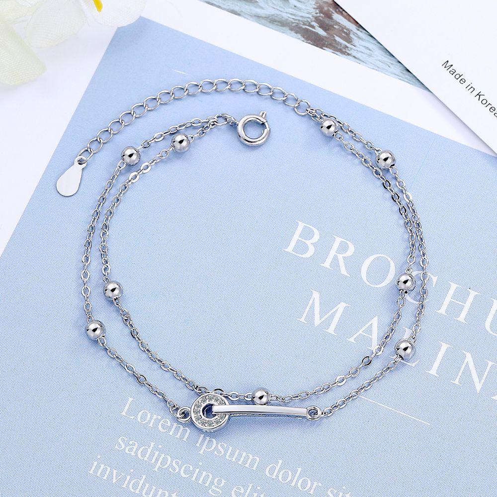 925 Silver Three-Layer Chain Circle Bracelet For Women Simple Exquisite Gift Wedding Accessories