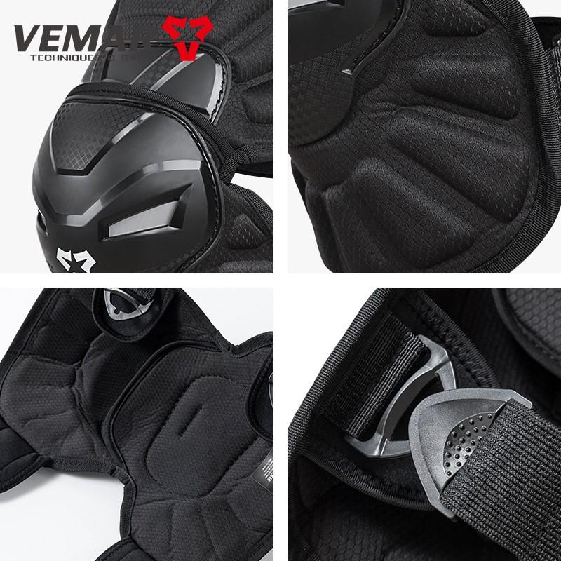 VEMAR Cycling Protective Gear Knee Pads Motorcycle Riding Safety - Adult Unisex Protection Pad Set Black M L