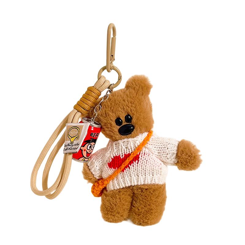 Brown Bear Plush keychain Luxury Bag Charm Cute Bear Keychain for Purse Handbags Bag Accessories Car Charms Teddy Bears Key Ring