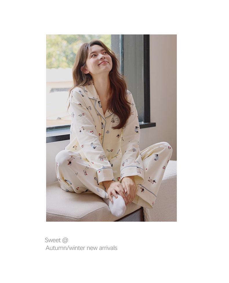 2025 Neues Damen Süßes Langarm-Pyjama-Set – Frühling/Herbst Zweiteiliger Cardigan und Hose