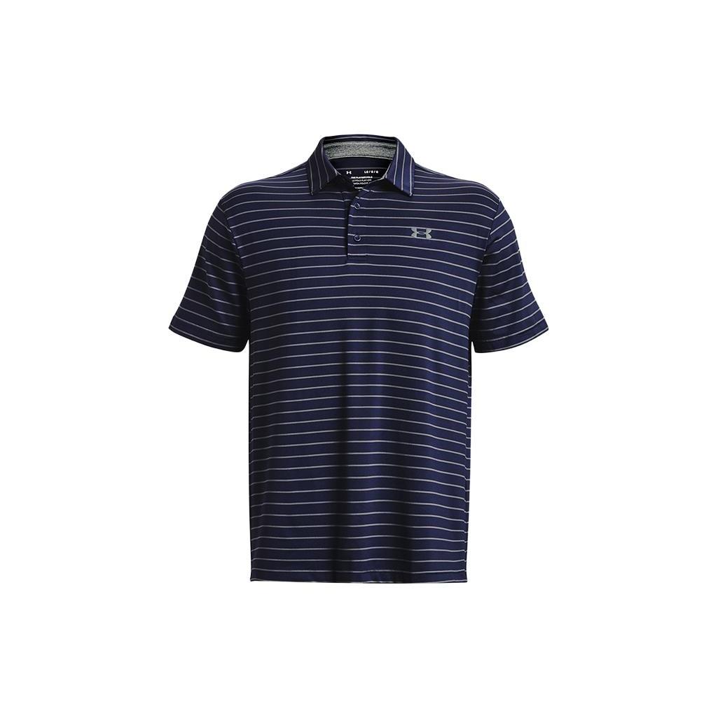 Under Armour Playoff Core Stripe Polo Shirt Midnight Navy Grey Men s 1351130-410 XL