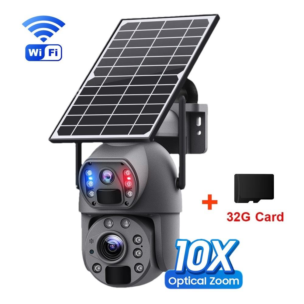 10x/20x Zoom 4G/WIFI Solar Powered Camera, HD Night Vision Security Camera, Solar Panel, PIR Human Motion Detection Monitor