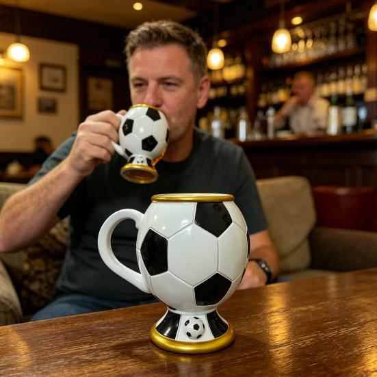 Soccer Ball Mug, Resin Coffee Beer Cup for Football Fans, Large Capacity Heat Resistant Fan Collectible Mug, Party Gift