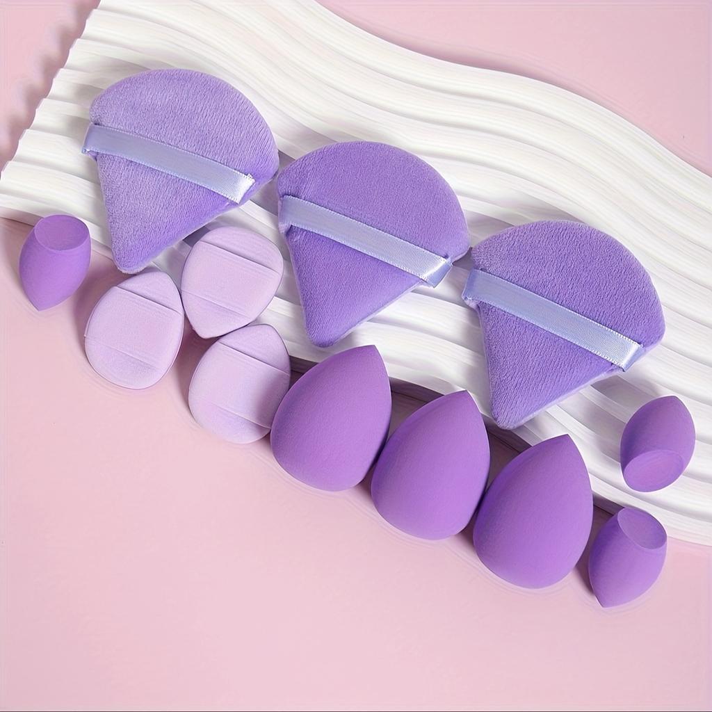 12-Piece All-Purpose Makeup Sponge Puff Set, Includes 3 Powder Puffs, 3 Mini Air Cushion Puffs, 3 Beauty Blenders & 3 Mini Beauty Blenders