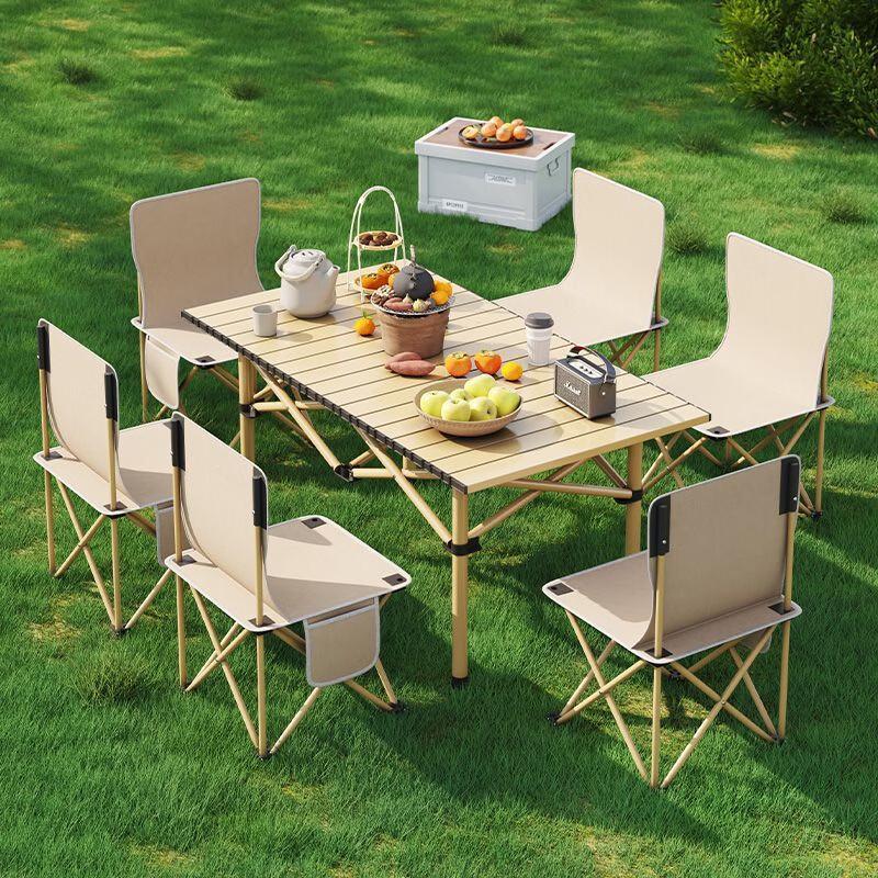 OIMG Adjustable Height Outdoor Roll-Up Folding Table