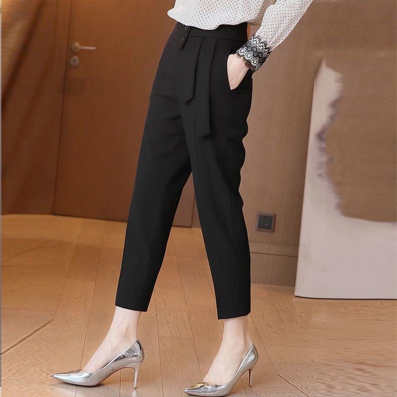 Leisure Women's Spring and Autumn 2024 New High Waist Zipper Button Pocket Straight Slim and Versatile Solid Color Radish Pants