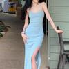 Suspender Hip Dress Spice Girl Summer New Sexy Tight Backless Split Long Dress Stepmom Skirt Girl