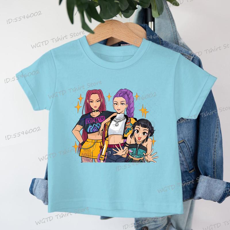 

Детская футболка KPop с принтом «Охотники на демонов», модные повседневные топы, 2025, футболка с круглым вырезом, мультяшная, для девочек и мальчиков, повседневная одежда для маленькой девочки 150