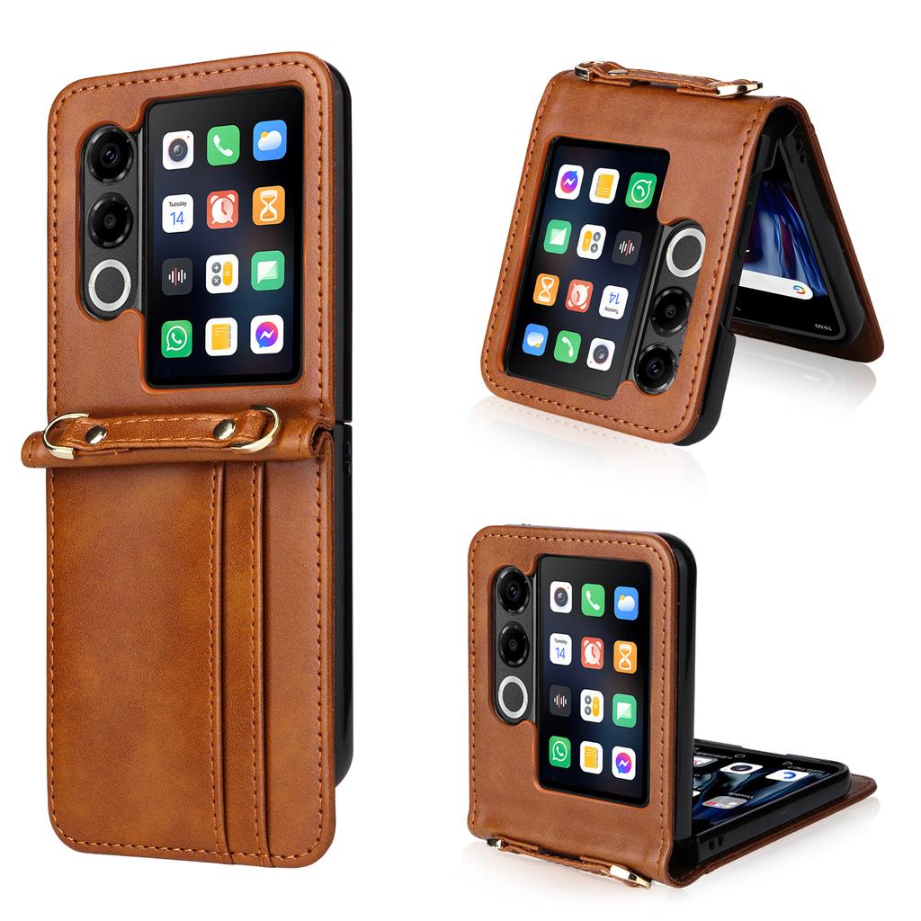 Pentru Husă ZTE nubia Flip2 5G Sloturi pentru Carduri Husă de Telefon din Piele cu Șnur